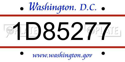 1D85277 District Of Columbia License Plate