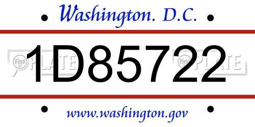 1D85722 District Of Columbia License Plate