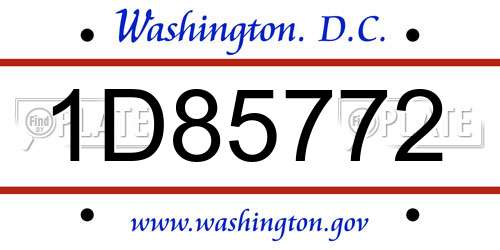 1D85772 District Of Columbia License Plate