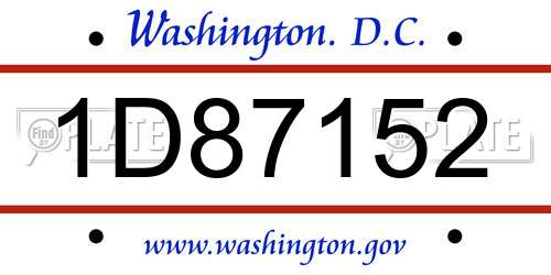 1D87152 District Of Columbia License Plate