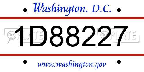 1D88227 District Of Columbia License Plate