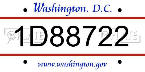 1D88722 District Of Columbia License Plate