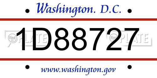1D88727 District Of Columbia License Plate