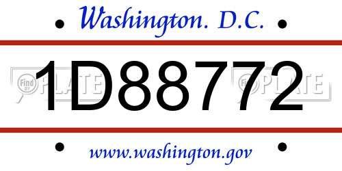1D88772 District Of Columbia License Plate