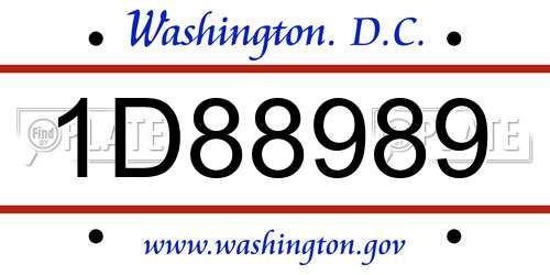 1D88989 District Of Columbia License Plate