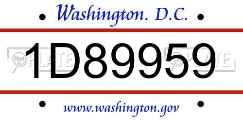 1D89959 District Of Columbia License Plate