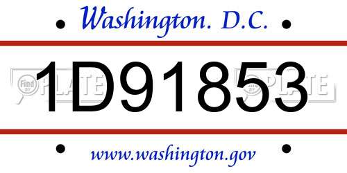 1D91853 District Of Columbia License Plate