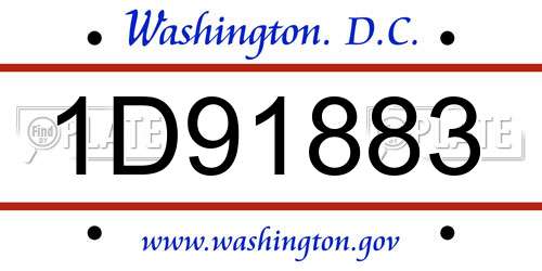 1D91883 District Of Columbia License Plate