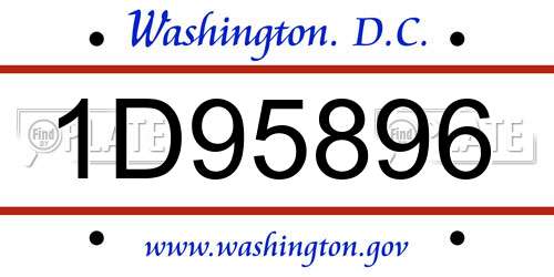 1D95896 District Of Columbia License Plate