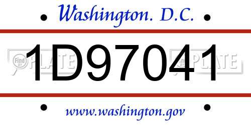1D97041 District Of Columbia License Plate