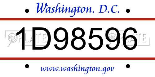 1D98596 District Of Columbia License Plate