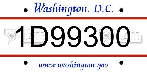 1D99300 District Of Columbia License Plate