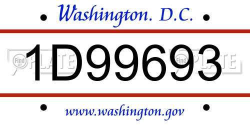 1D99693 District Of Columbia License Plate