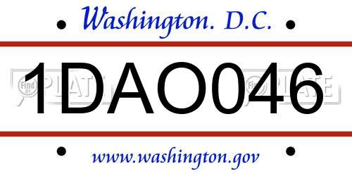 1DAO046 District Of Columbia License Plate