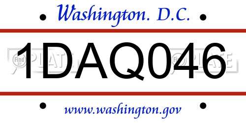 1DAQ046 District Of Columbia License Plate