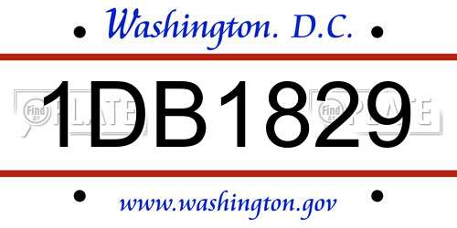 1DB1829 District Of Columbia License Plate