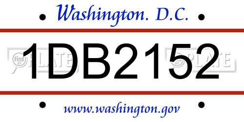 1DB2152 District Of Columbia License Plate