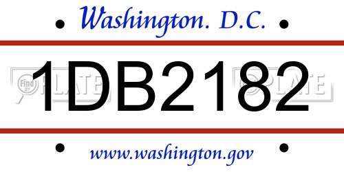 1DB2182 District Of Columbia License Plate