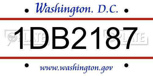 1DB2187 District Of Columbia License Plate