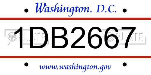 1DB2667 District Of Columbia License Plate