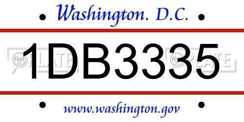 1DB3335 District Of Columbia License Plate