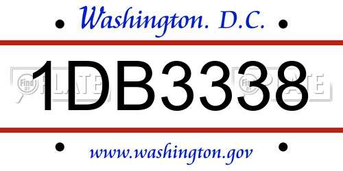 1DB3338 District Of Columbia License Plate
