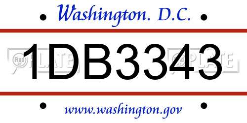 1DB3343 District Of Columbia License Plate