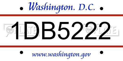 1DB5222 District Of Columbia License Plate