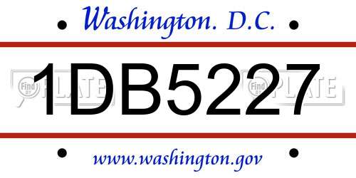 1DB5227 District Of Columbia License Plate