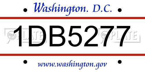 1DB5277 District Of Columbia License Plate
