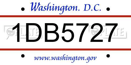 1DB5727 District Of Columbia License Plate