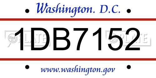 1DB7152 District Of Columbia License Plate
