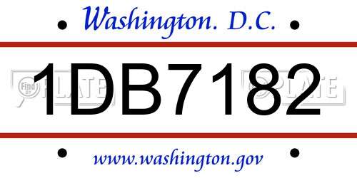1DB7182 District Of Columbia License Plate