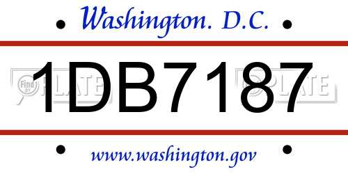 1DB7187 District Of Columbia License Plate