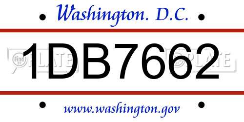 1DB7662 District Of Columbia License Plate