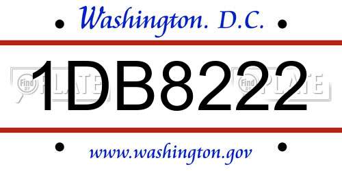 1DB8222 District Of Columbia License Plate