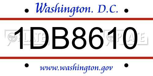 1DB8610 District Of Columbia License Plate