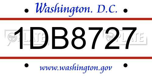 1DB8727 District Of Columbia License Plate