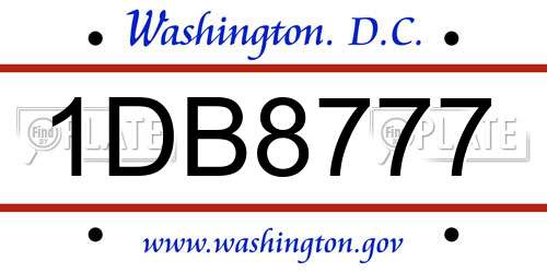 1DB8777 District Of Columbia License Plate