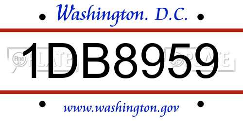 1DB8959 District Of Columbia License Plate