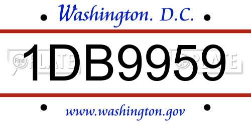 1DB9959 District Of Columbia License Plate