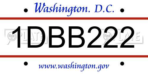 1DBB222 District Of Columbia License Plate