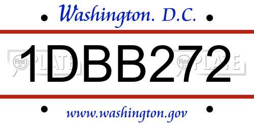 1DBB272 District Of Columbia License Plate