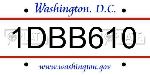 1DBB610 District Of Columbia License Plate