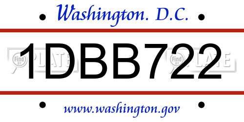 1DBB722 District Of Columbia License Plate
