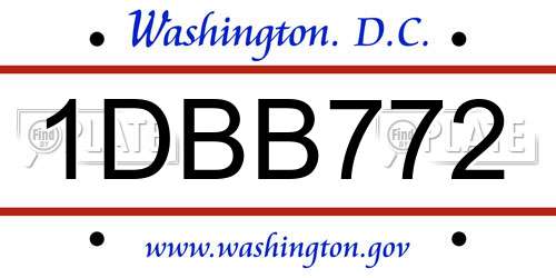 1DBB772 District Of Columbia License Plate