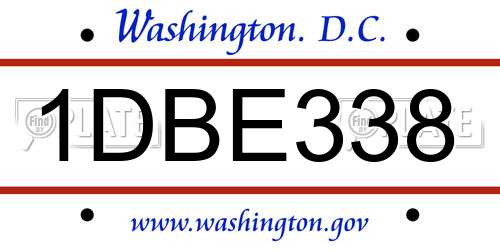 1DBE338 District Of Columbia License Plate