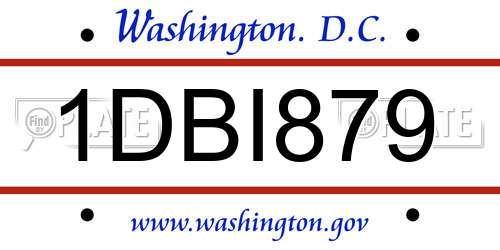 1DBI879 District Of Columbia License Plate