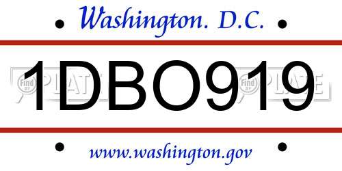 1DBO919 District Of Columbia License Plate