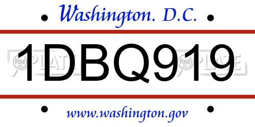 1DBQ919 District Of Columbia License Plate